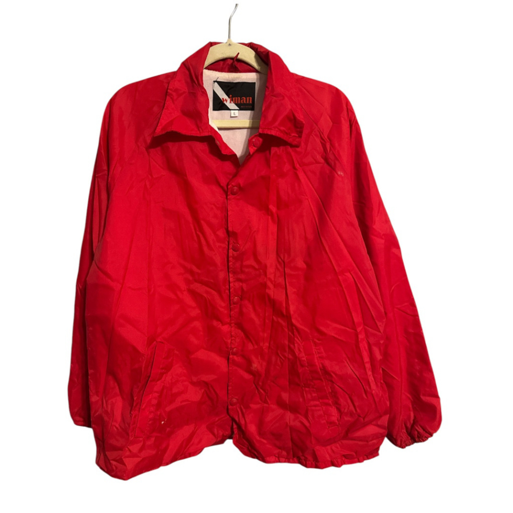 Vintage Windbreaker Men's Wiman Red Warm Up Jacket Size L